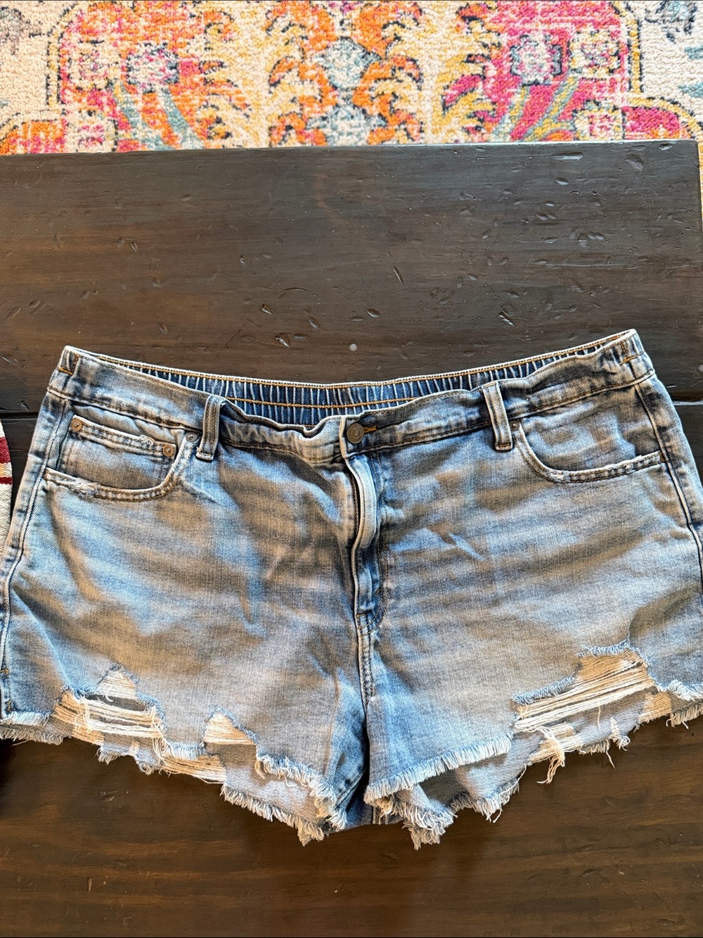 aerie Daydream Light Blue Distressed Denim Shorts